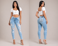 Jeans - Ripped Rhinestone Pocket