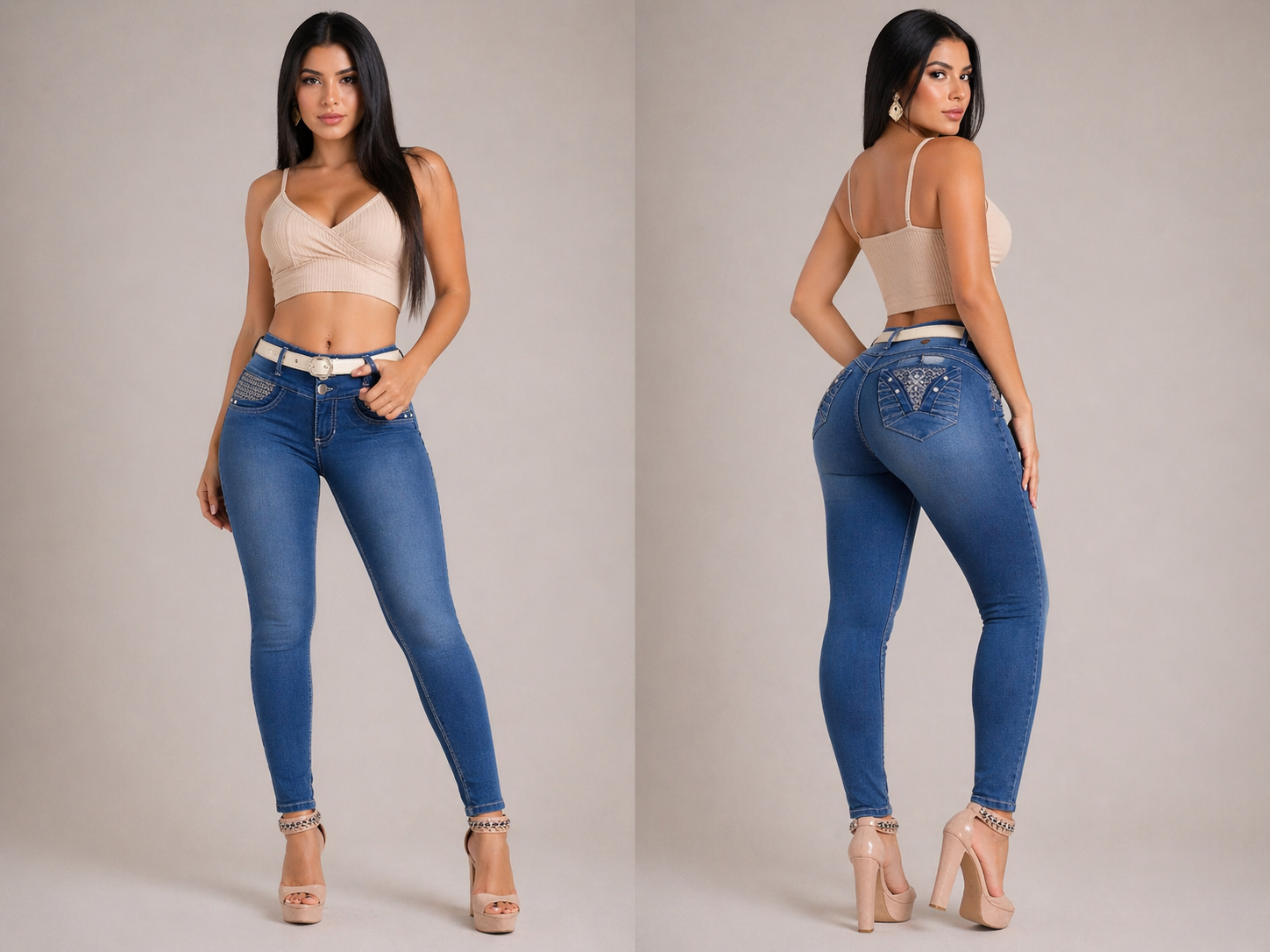 Jeans - Skinny Belt Embroidered