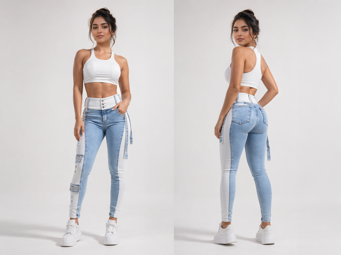 Jeans - Two Tone Rhinestone